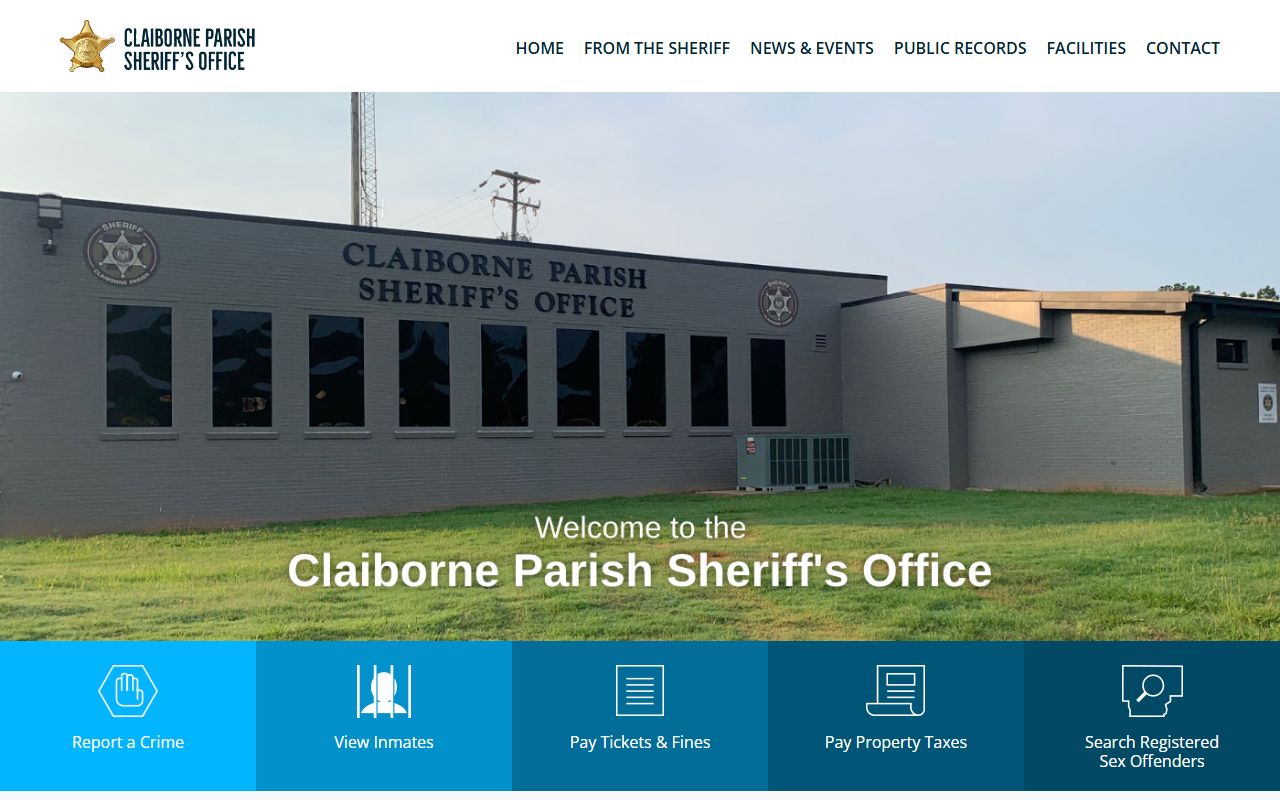Claiborne Parish inmate population sheriff homepage View Inmates link