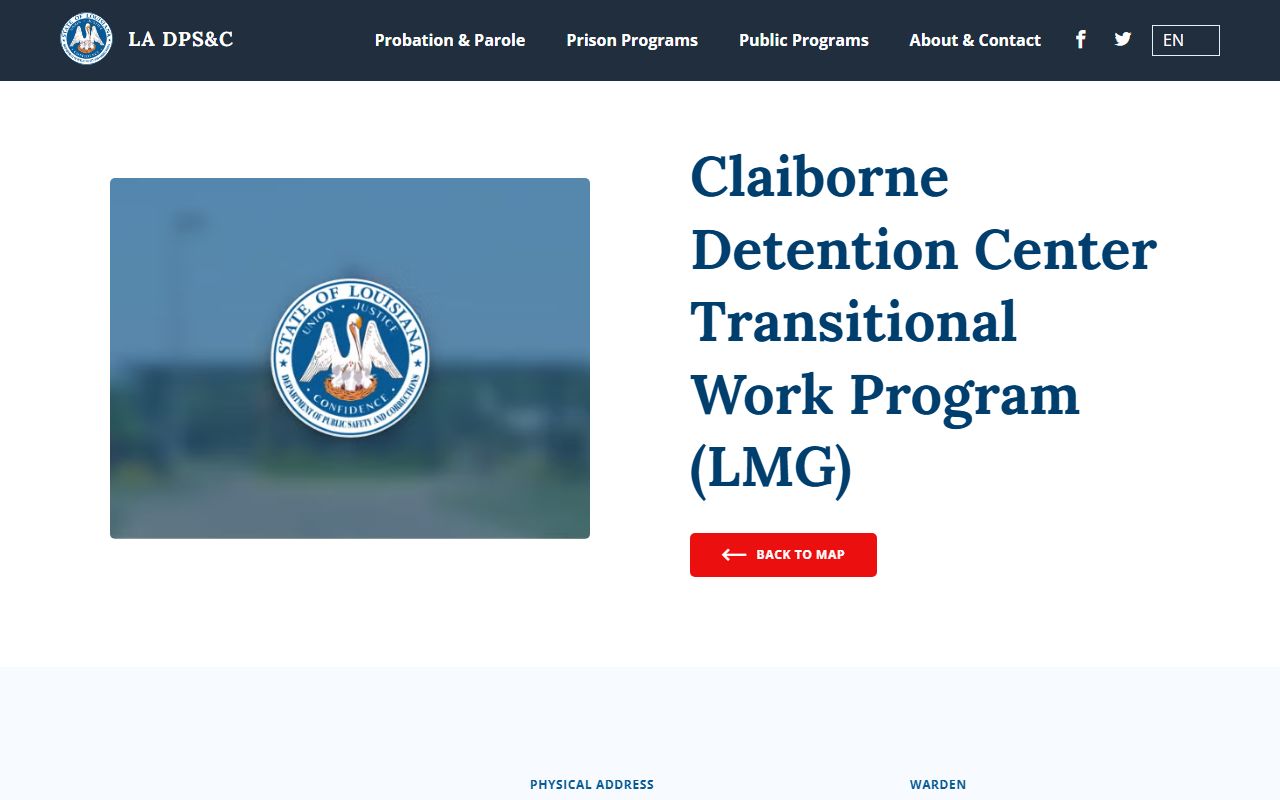 DPS&C Claiborne Parish Transitional Work Program inmate lookup listing